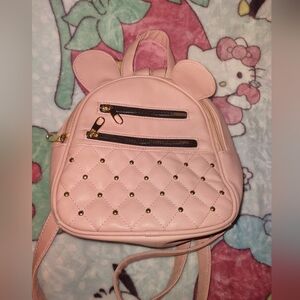 Baby Pink Quilted Mouse Ear Mini Backpack